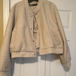 Zara Cream Bomber Jacket